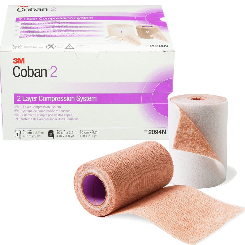 3M Coban 2 FoamElastic 2 Layer Compression Bandage System Brown NonSterile 29 yd x 4 4 x 51 yd 8 Ct